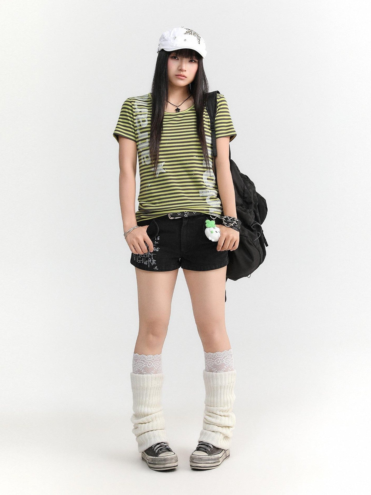 atrandom Text Print Pockets Workwear Straight Women&