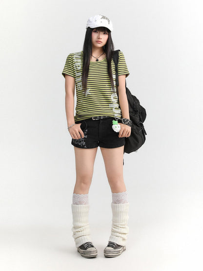 atrandom Text Print Pockets Workwear Straight Women&