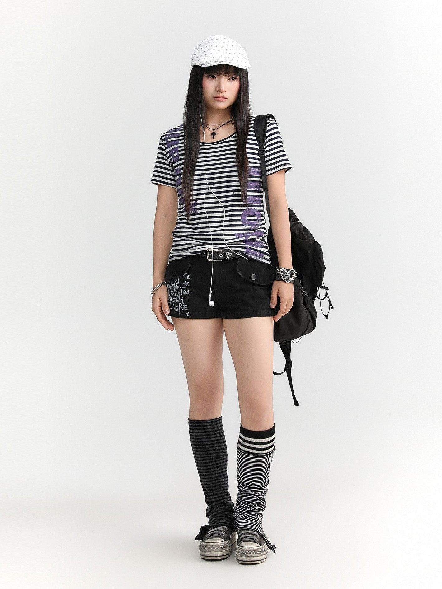 atrandom Text Print Pockets Workwear Straight Women&