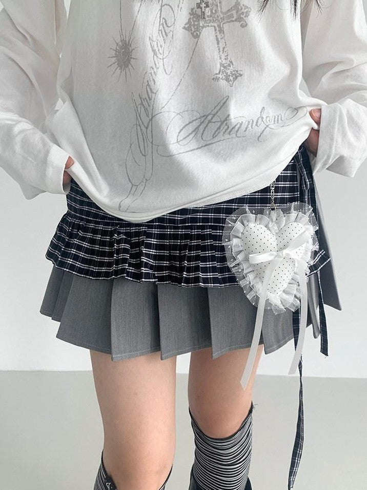 atrandom White Pom Pom Heart Lace Trim Bow Women&