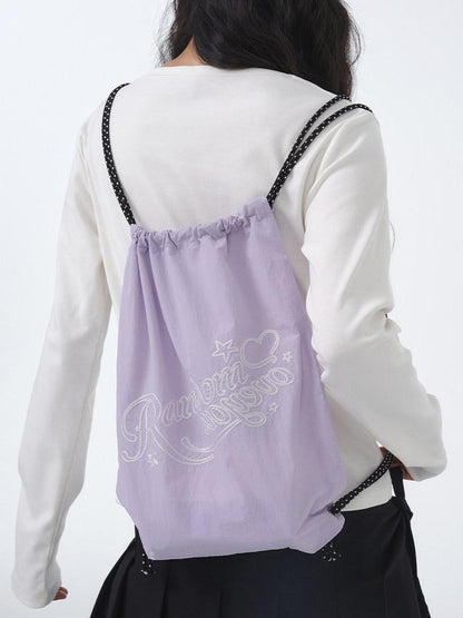 atrandom White Purple Chain Original Embroidery Letter Print Women&