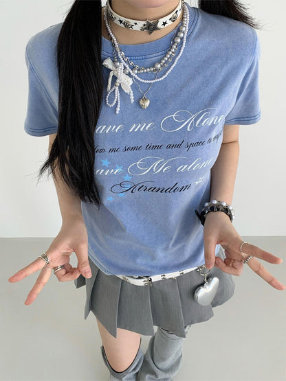 atrandom Whiteout Graphic Distressed Washed Crewneck Women&