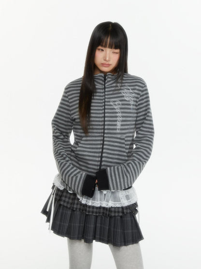 atrandom Zebra Rhinestone Embroidered Striped Women&