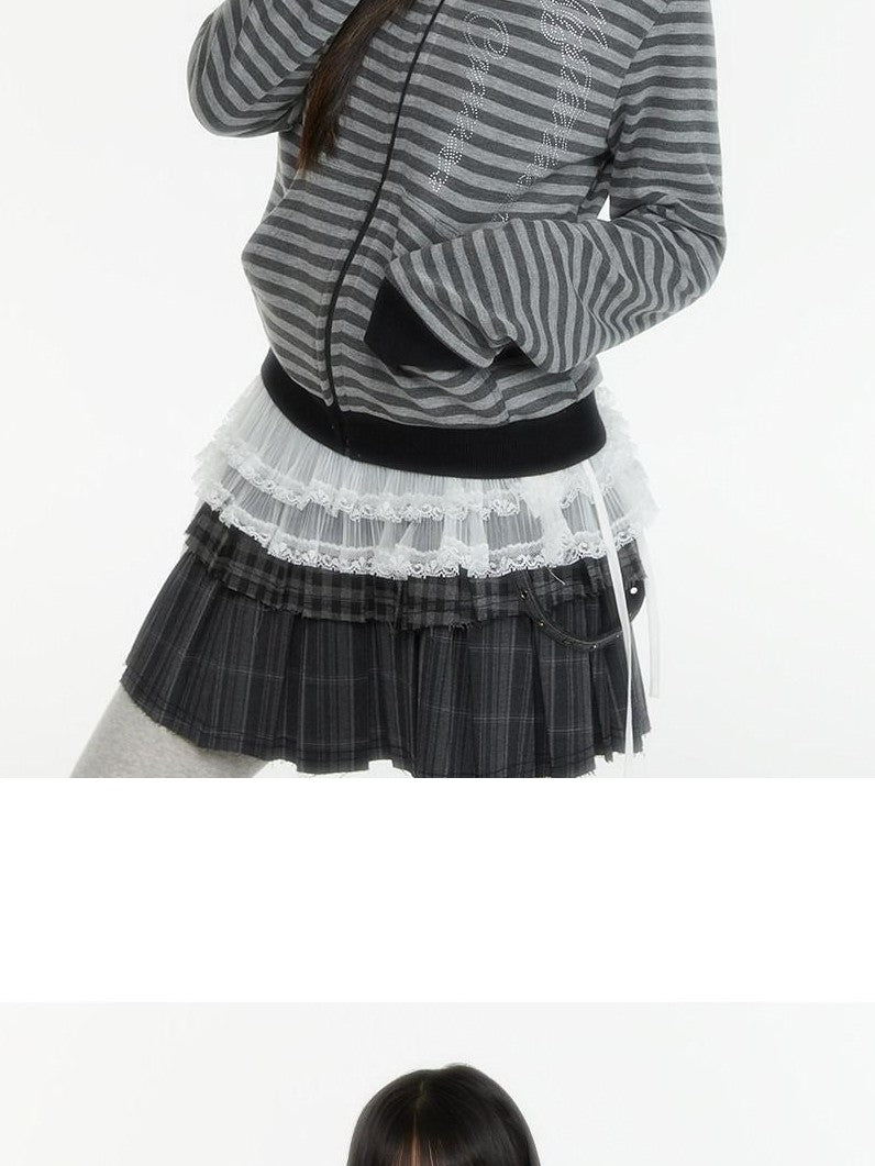 atrandom Zebra Rhinestone Embroidered Striped Women&