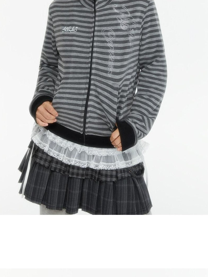 atrandom Zebra Rhinestone Embroidered Striped Women&