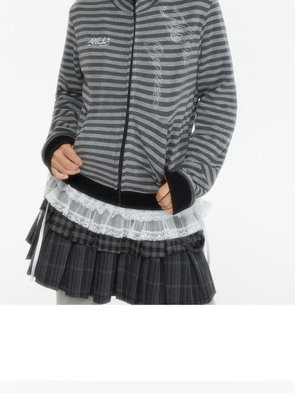 atrandom Zebra Rhinestone Embroidered Striped Women&
