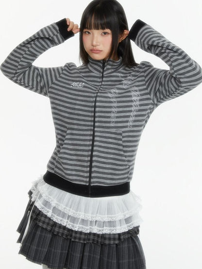 atrandom Zebra Rhinestone Embroidered Striped Women&