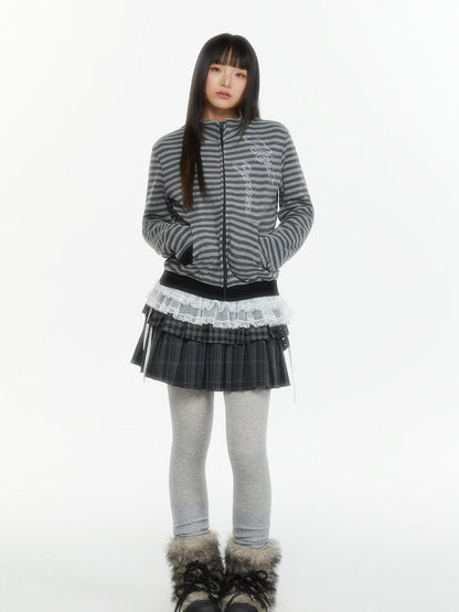 atrandom Zebra Rhinestone Embroidered Striped Women&