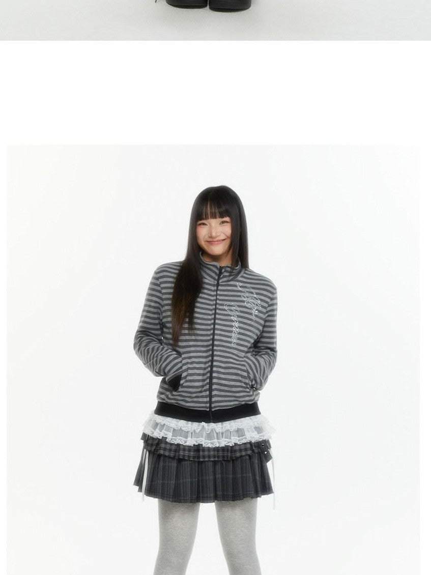 atrandom Zebra Rhinestone Embroidered Striped Women&