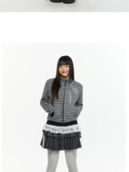atrandom Zebra Rhinestone Embroidered Striped Women&