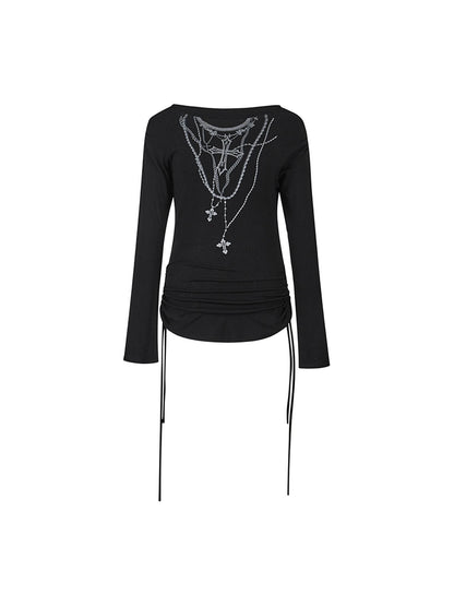 STRIKE A POSE Black Sexy Off-Shoulder Long Sleeve T-Shirt For Women