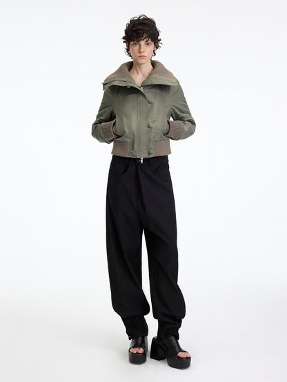 RUN TO THE FUTURE Comfortable Low Rise Minimalist Unisex Black Polyester Wide-Leg Pants