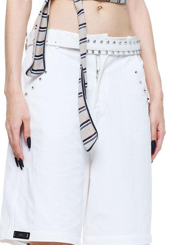 24ans Khaki Striped Rhinestone Back Cutout Women&