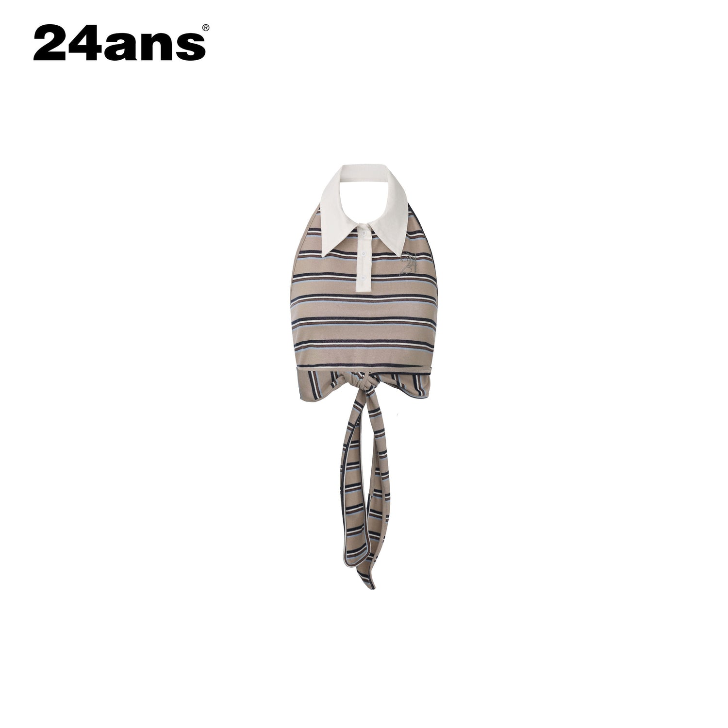 24ans_Khaki_Striped_Rhinestone_Back_Cutout_Women&