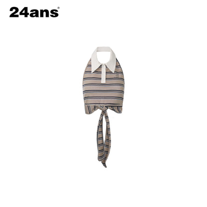 24ans_Khaki_Striped_Rhinestone_Back_Cutout_Women&
