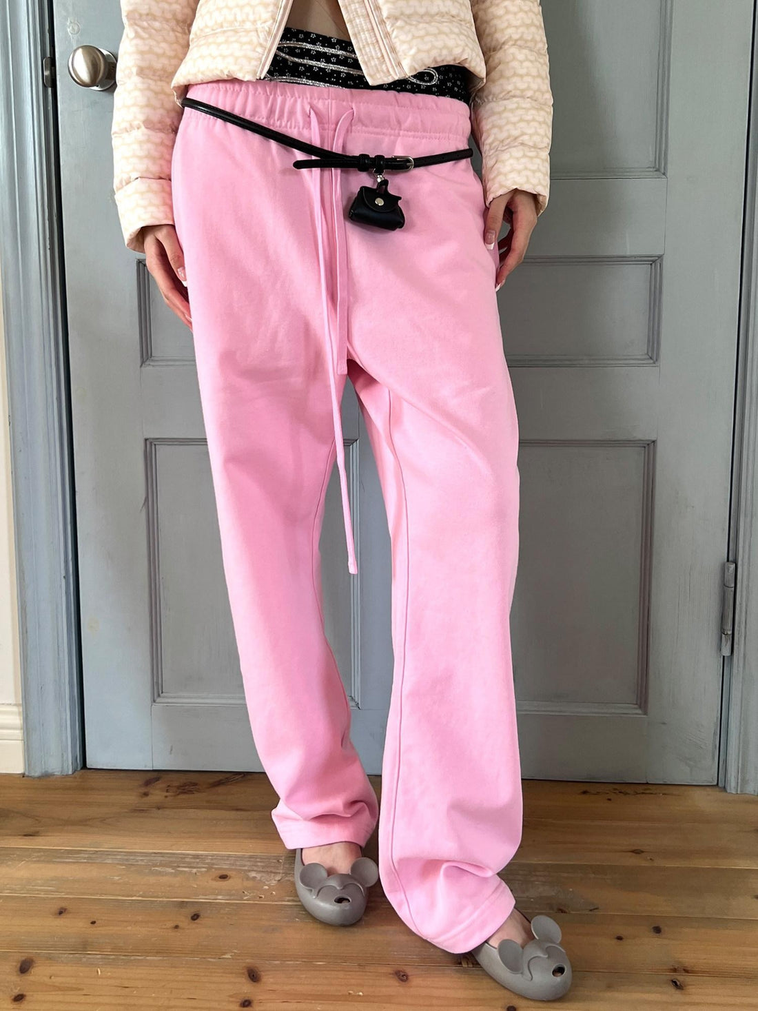 nit alcove 100 Percent Cotton Soft Comfort Casual Natural Waist Unisex Pink Straight Pants