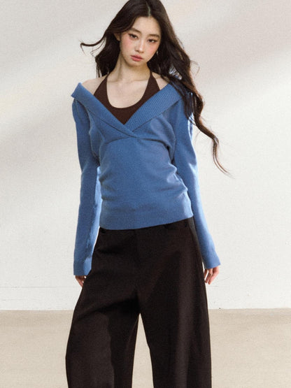 7Shiftin Soft Modal Acrylic Blend Casual V-neck Pullover Long Sleeve Women Knit Sweaters