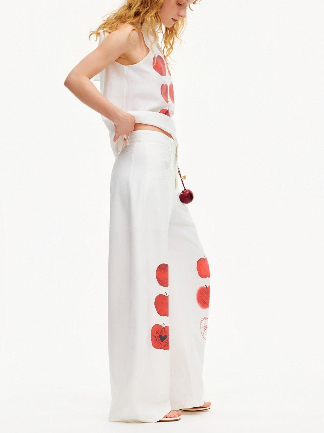 OuttheBlue White Printed Curved Leg Women&