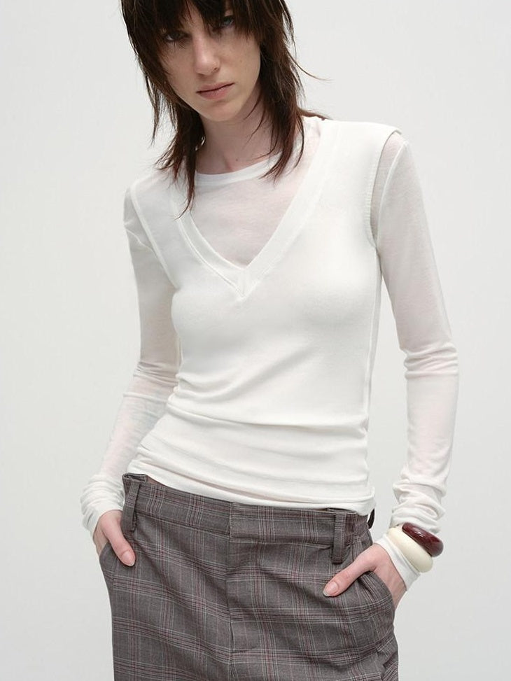 RUN TO THE FUTURE Stretch Wool Slim Crew Neck Casual Womens Moisture Wicking Long Sleeve T-Shirts