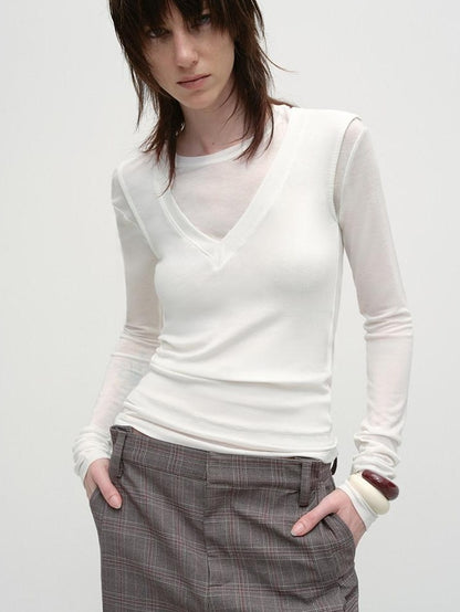 RUN TO THE FUTURE Stretch Wool Slim Crew Neck Casual Womens Moisture Wicking Long Sleeve T-Shirts