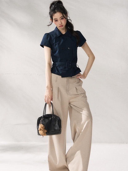7Shiftin Breathable Cotton Nylon Casual Polo Regular Fit Women Navy Short Sleeve T-Shirts