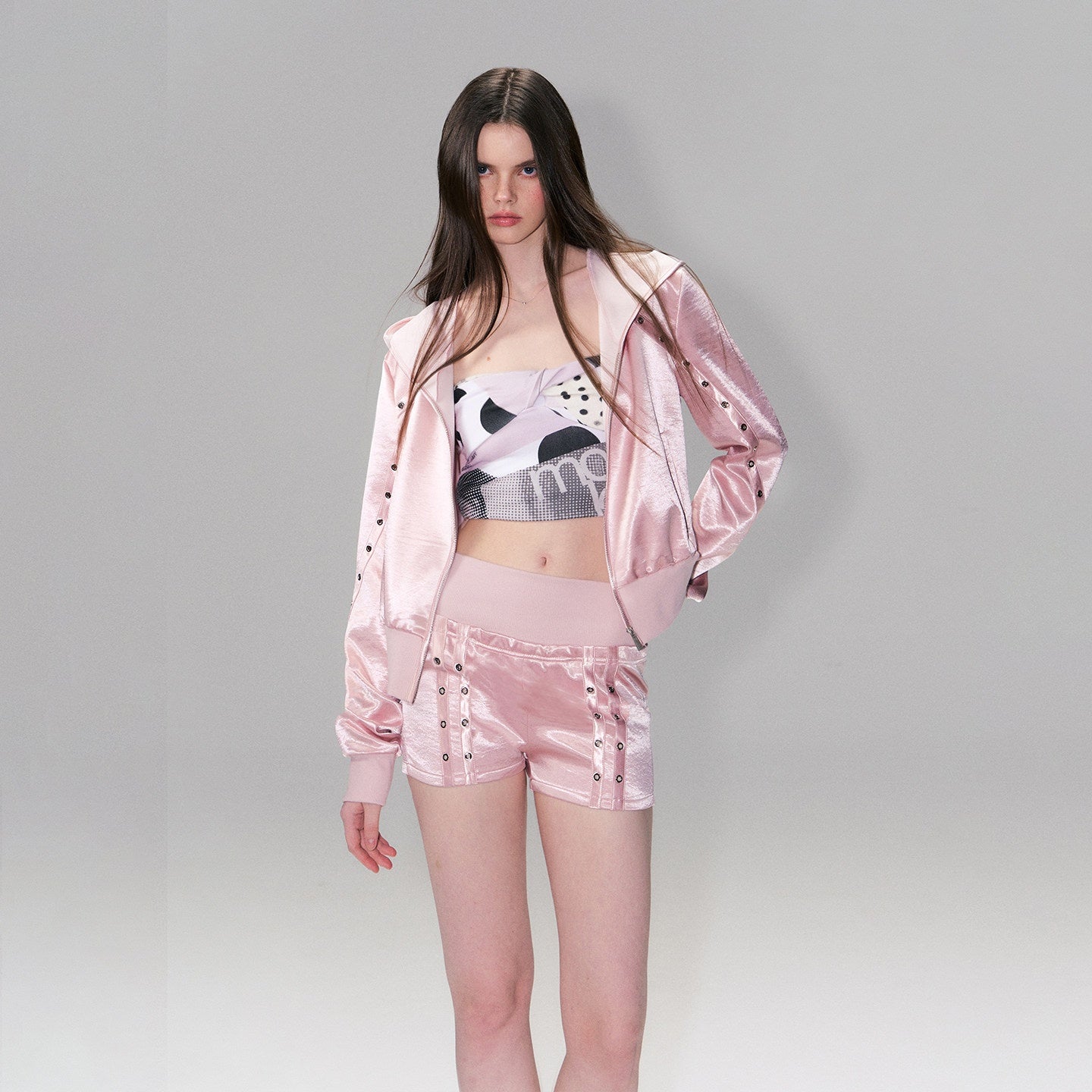 The NeverMore Cozy Cropped Two Piece Set Long Sleeve High Waist Shorts Women Solid Hoodie