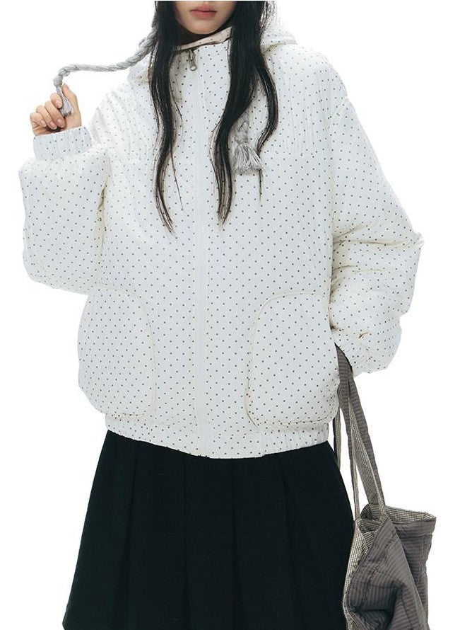 NAPSNAPS Polka Dot Reversible Hooded Printed Women&