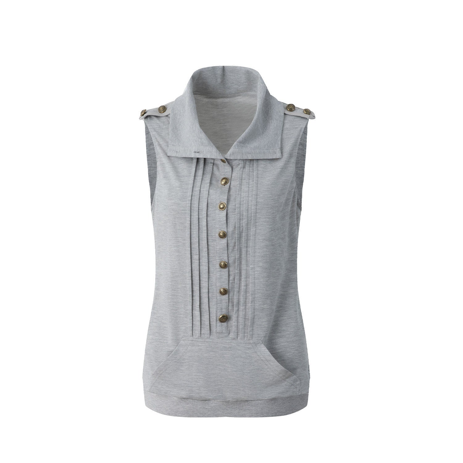 DoublePunch_Metal_Button_Epaulet_Convertible_Half_High_Neck_Women&