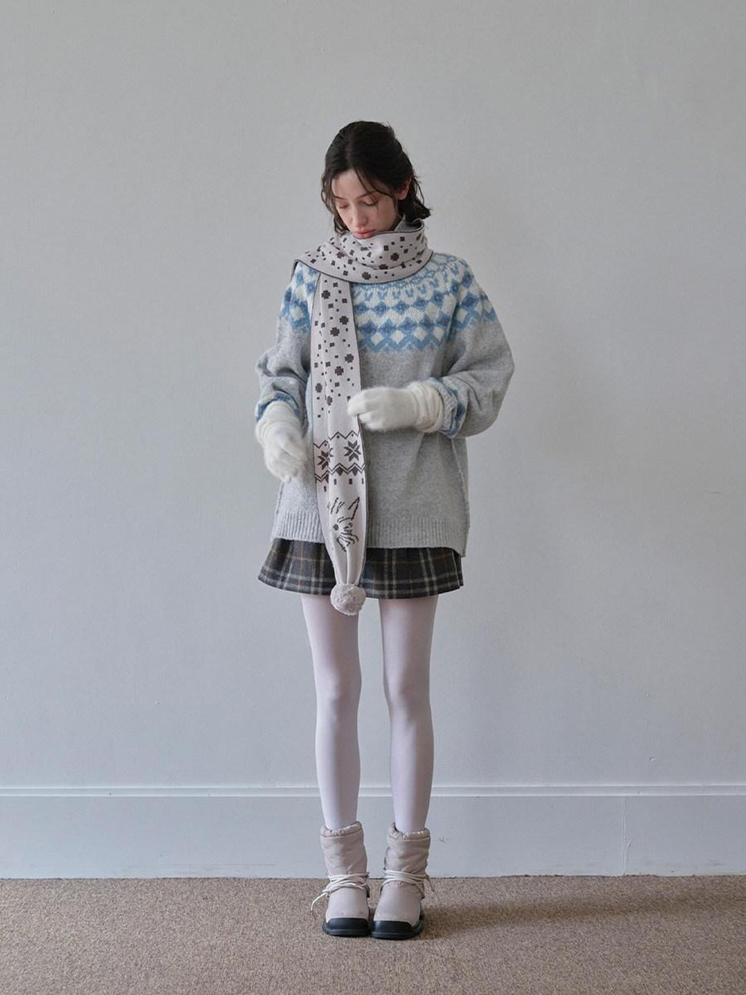 DKZ OFFICIAL Nordic Fair Isle Jacquard Oversized Women&