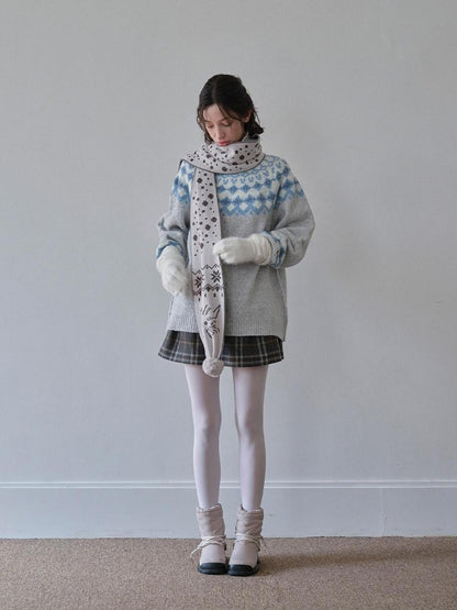 DKZ OFFICIAL Nordic Fair Isle Jacquard Oversized Women&