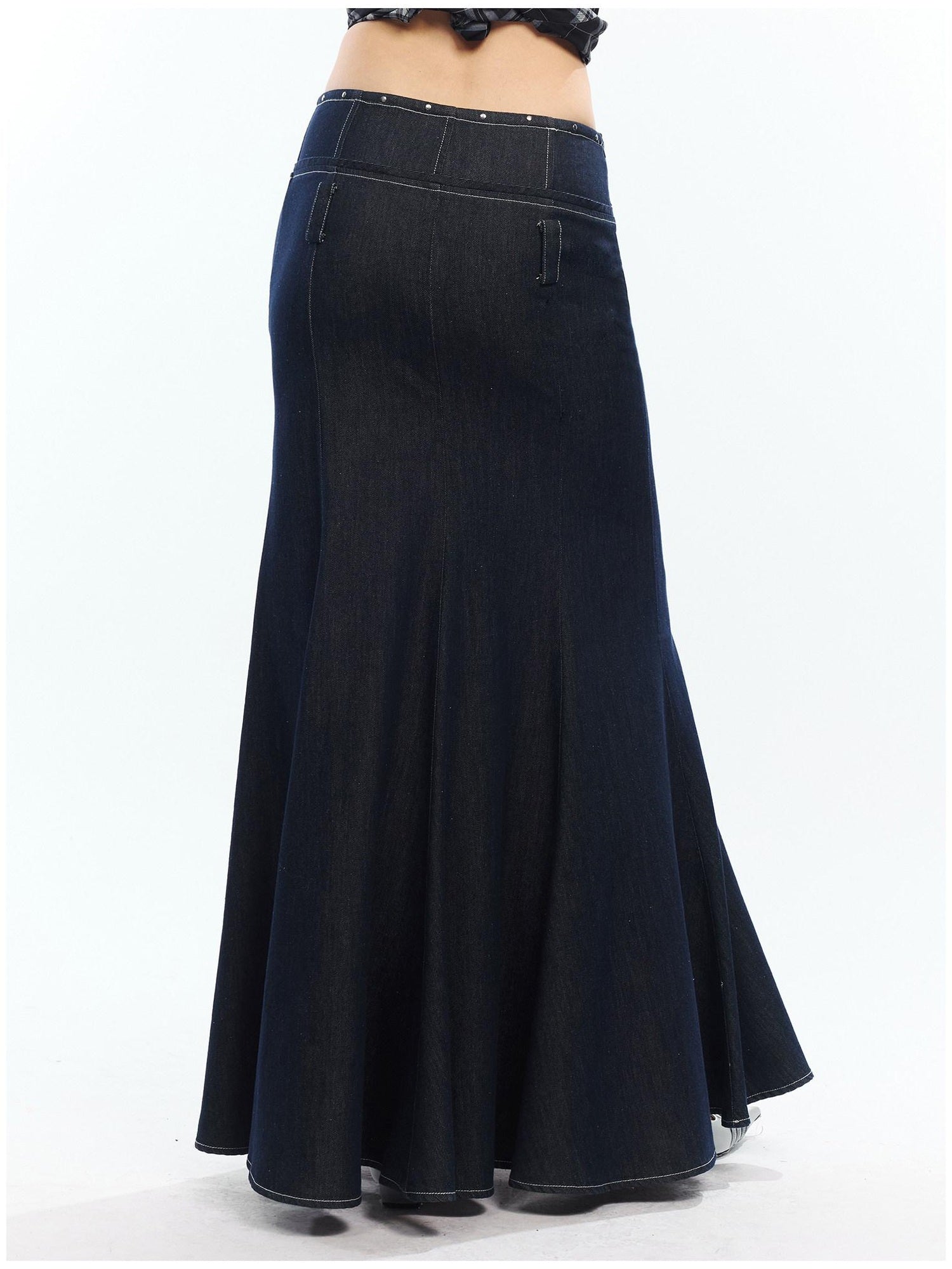 2th Desire High Waist Lyocell Cotton Patchwork Fishtail Tie Waist Women Maxi Skirts