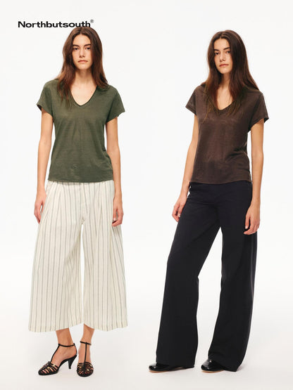 Northbutsouth Multicolor Snowflake V-neck Rolled Hem Women&