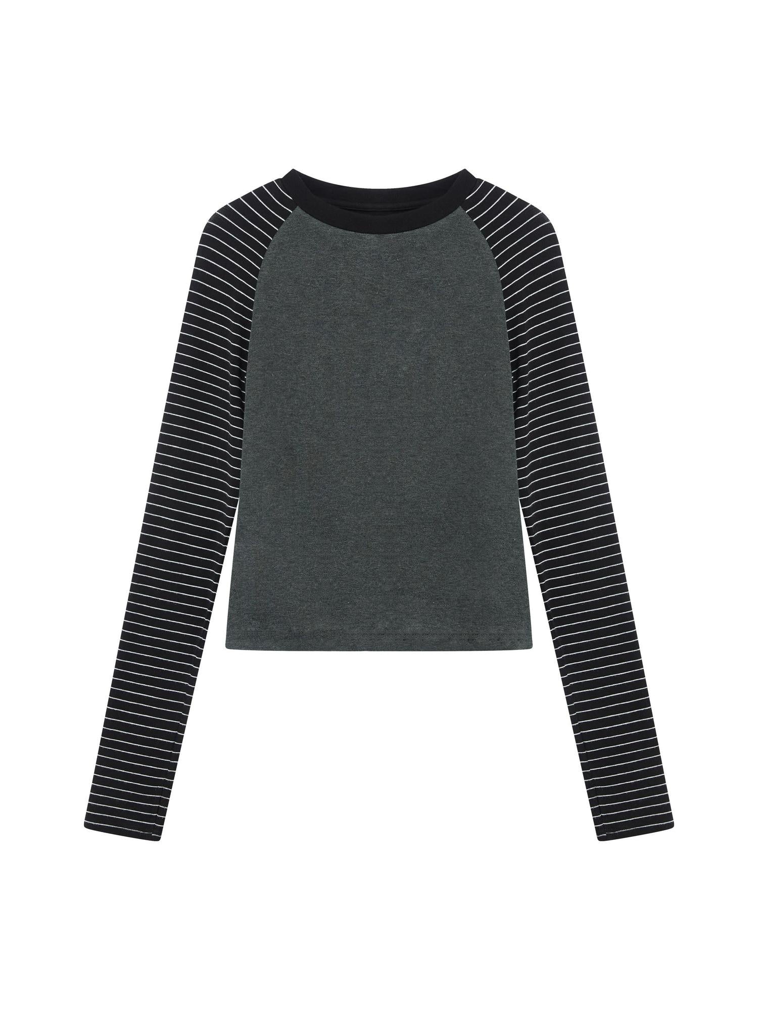 RUN TO THE FUTURE Slim Fit Casual Raglan Sleeve Striped Crew Neck Women Long Sleeve T-Shirts