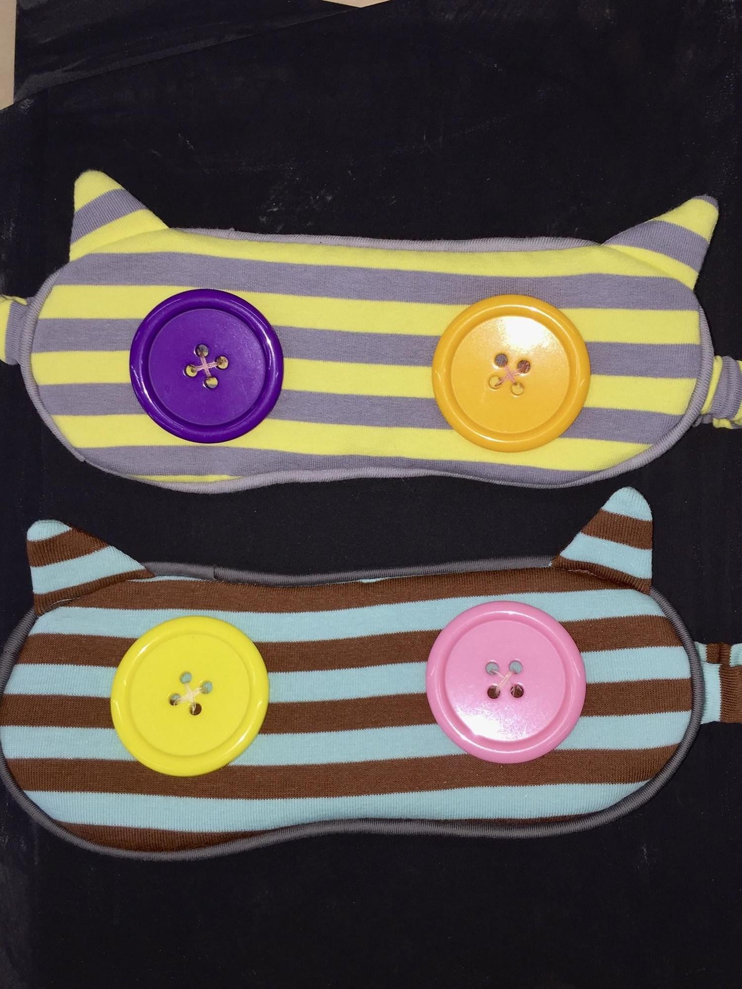 Ttsunami Mint Yellow Gray Striped Two Tone Button Devil Horn Women&