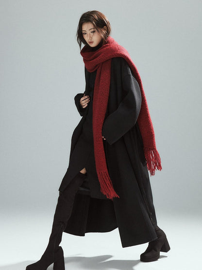 Low pixel Cozy Acrylic Wool Blend Korean Style Unisex Long Solid Red Decorative Scarves