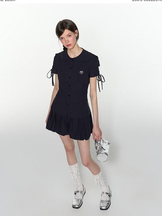 NAPSNAPS Navy Lace Sailor Collar Tie Academy Women&