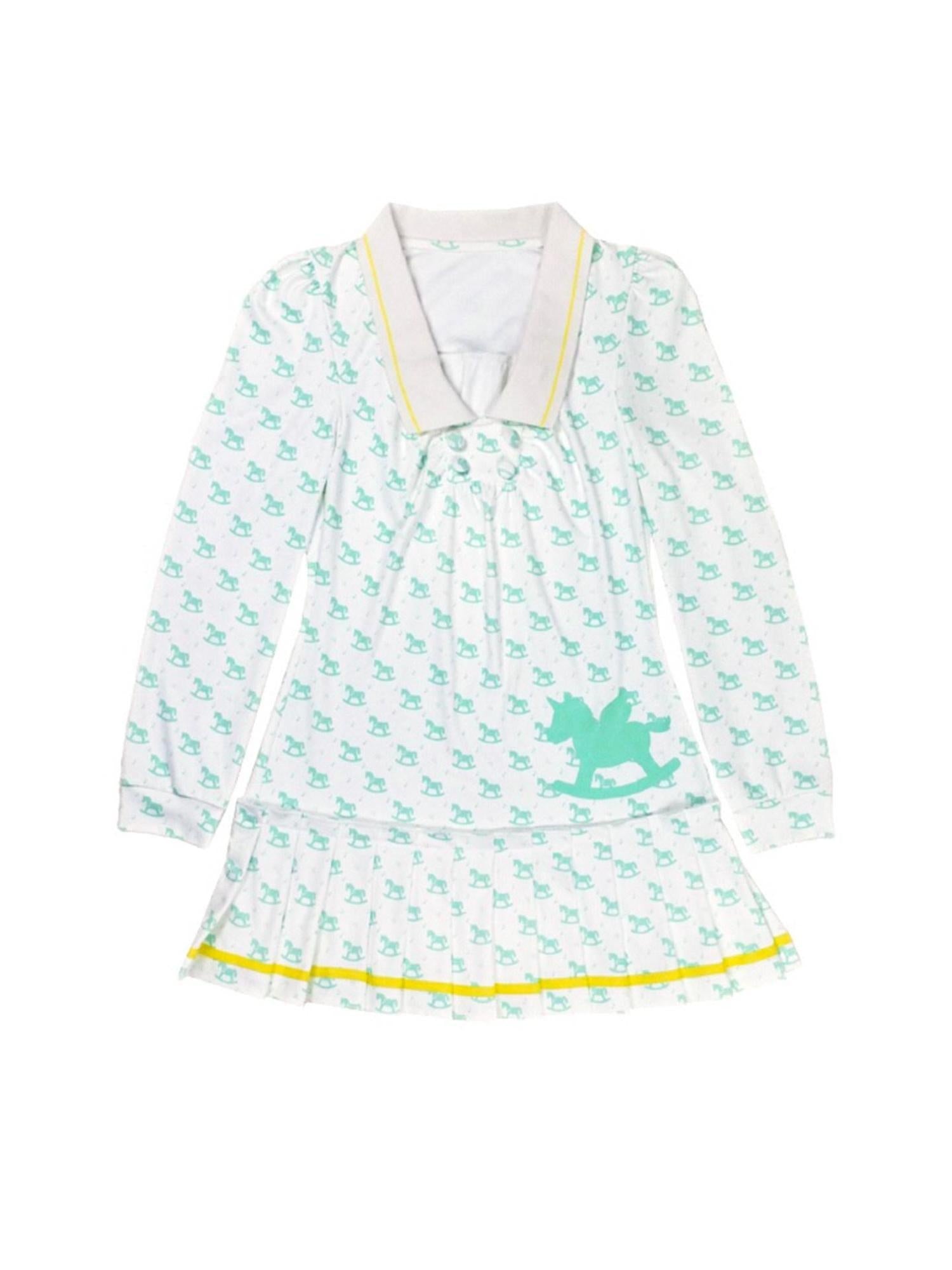 nit alcove Cute Bubble Sleeve Doll Collar Pleated Casual Striped Mint Pink Mini Dresses