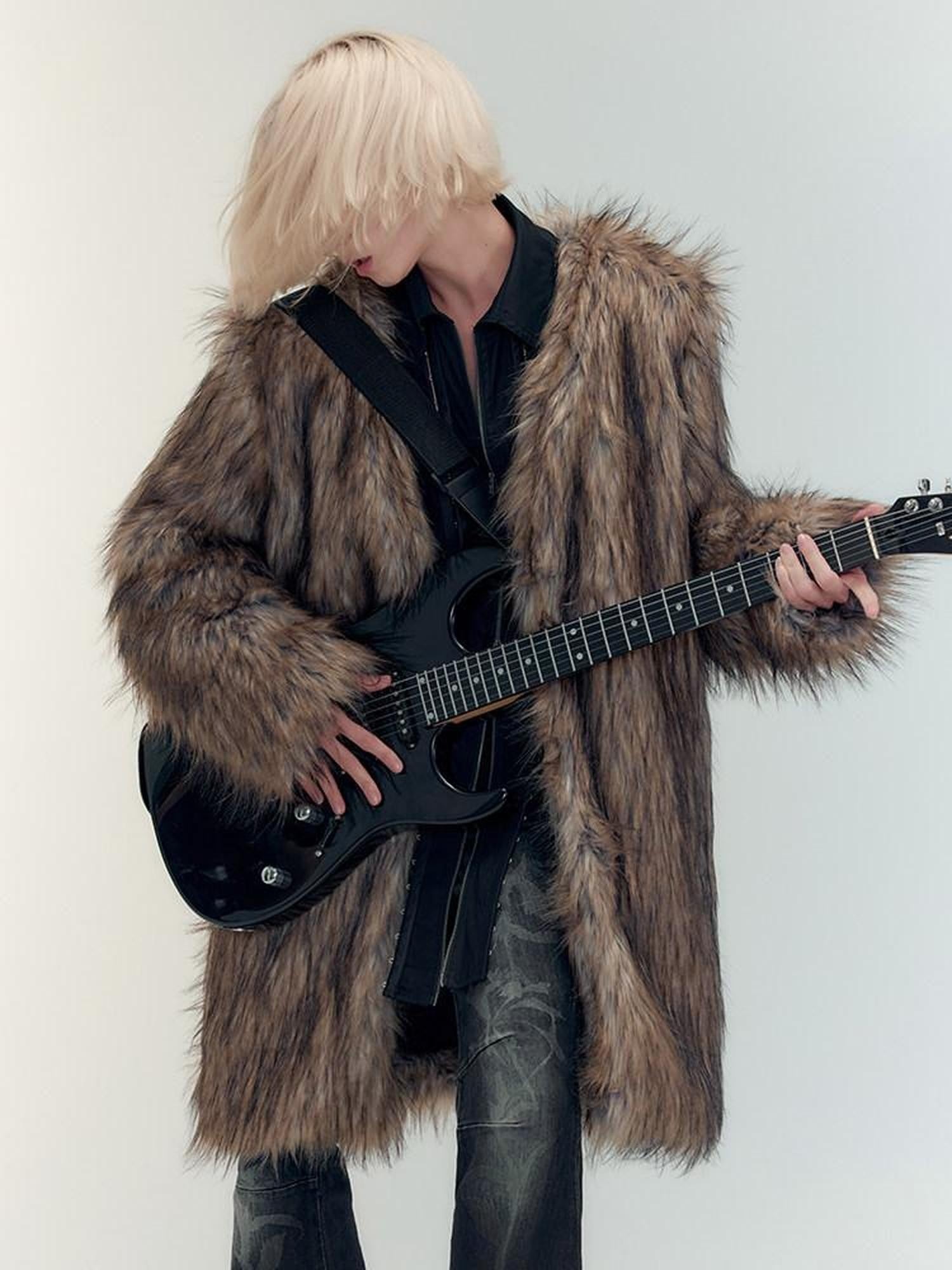AnnoMundi Reversible Faux Fur Parka Half Collar Long Women&
