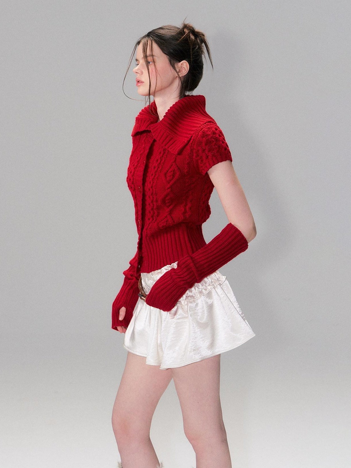 The NeverMore Soft Acrylic Vintage Slim Fit Short Sleeve Buttoned Pullover Knit Sweaters
