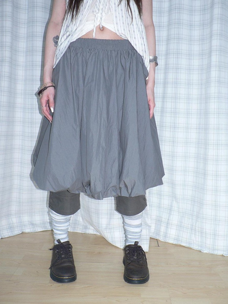 ang project Gray Pleated Elastic Waist Women&