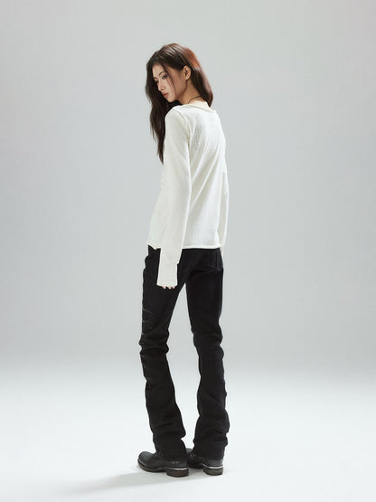 Low pixel Pleated Low Rise Black Micro Stretch Street Slim Everyday Straight Leg Jeans