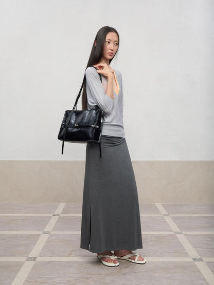 RUN TO THE FUTURE Elegant Light Luxury Black Briefcase Style Women Casual Zipper Shoulder Bags