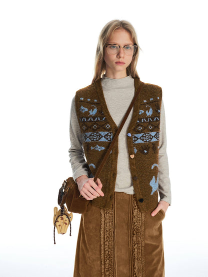 OuttheBlue Recycled Green Fiber Animal Print Commuter Style Women Cardigan Tank Tops