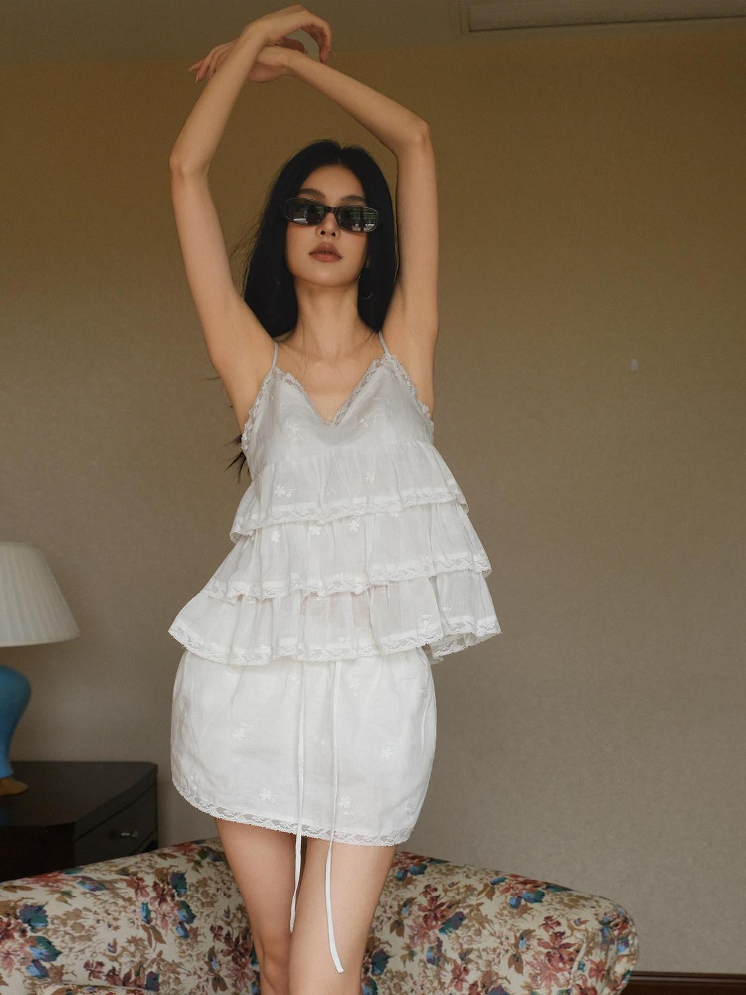 FU FRESH UP Resort Heavily Embroidered Lace Babydoll Women&
