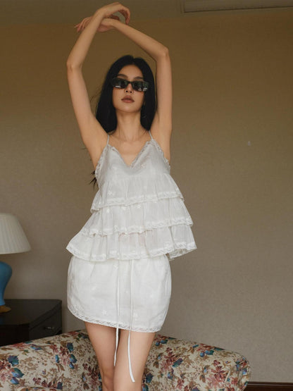 FU FRESH UP Resort Heavily Embroidered Lace Babydoll Women&