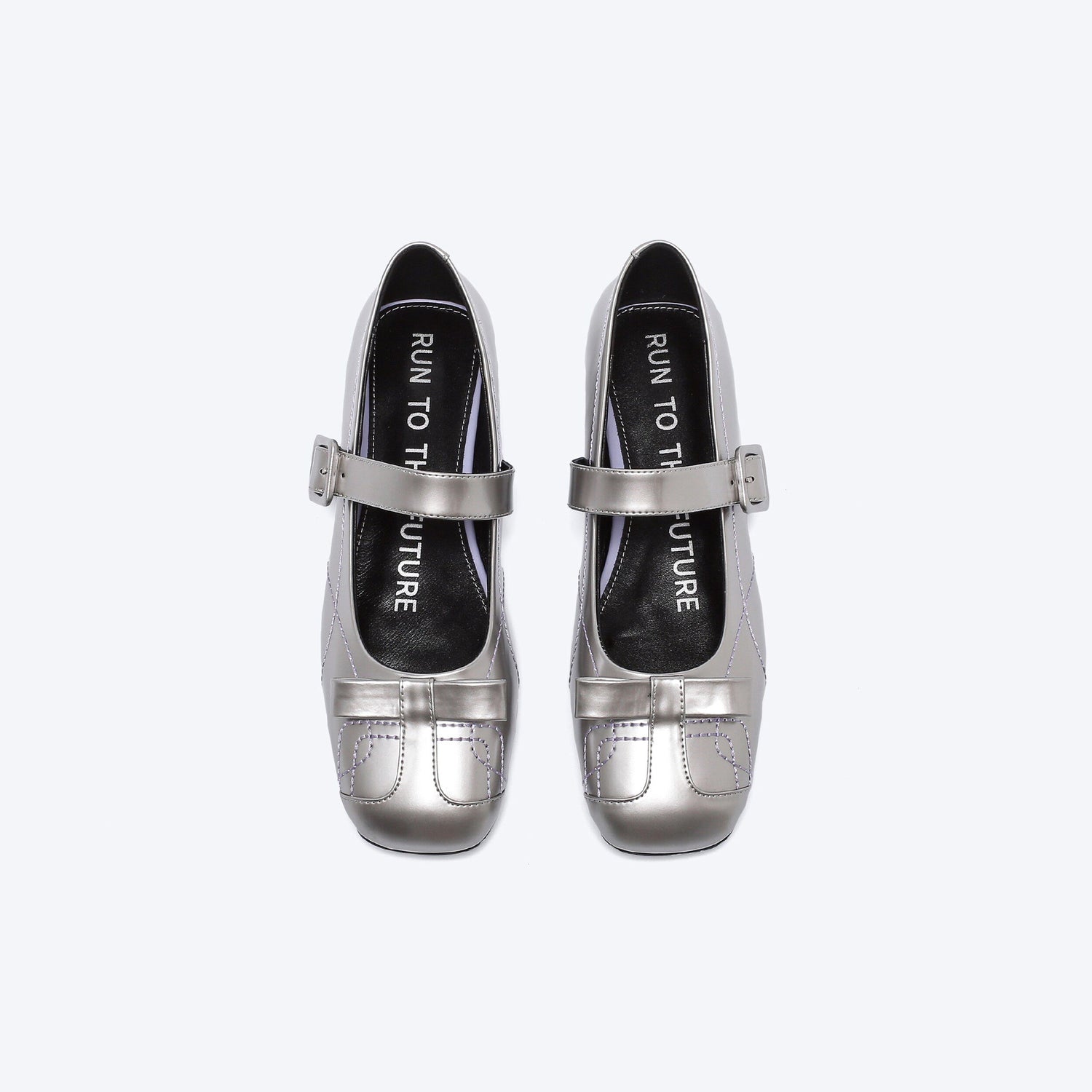 RUN TO THE FUTURE Sheepskin Insole Vintage Square Toe One Strap Low Heel Rubber Sole Women Flats