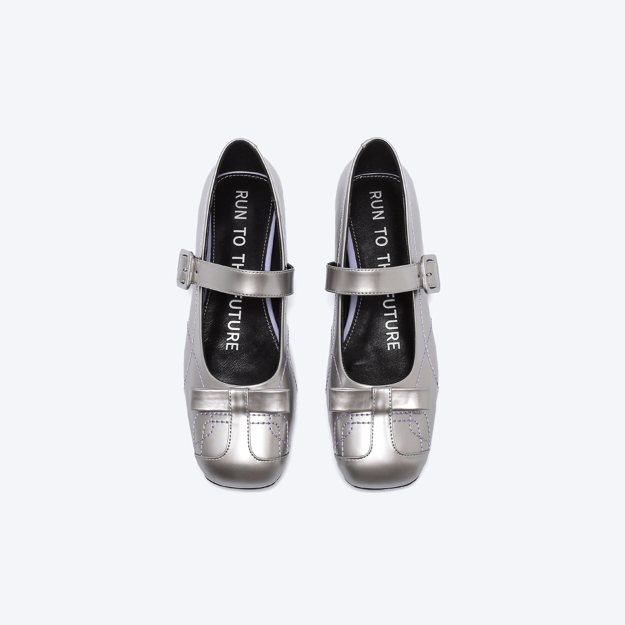 RUN TO THE FUTURE Sheepskin Insole Vintage Square Toe One Strap Low Heel Rubber Sole Women Flats