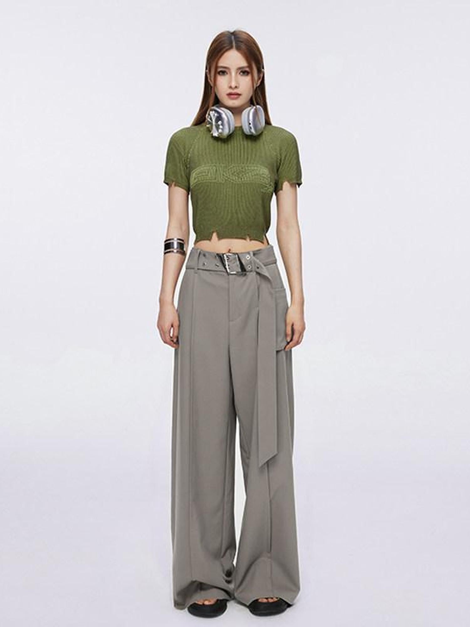 DKZ OFFICIAL Drapey Asymmetrical High Waist Pocket Women&