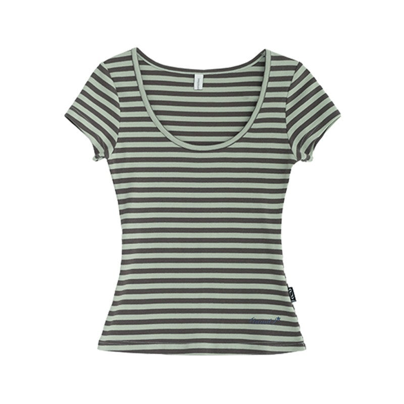 innomoood_Slim_Fit_Striped_Print_V-neck_Women&