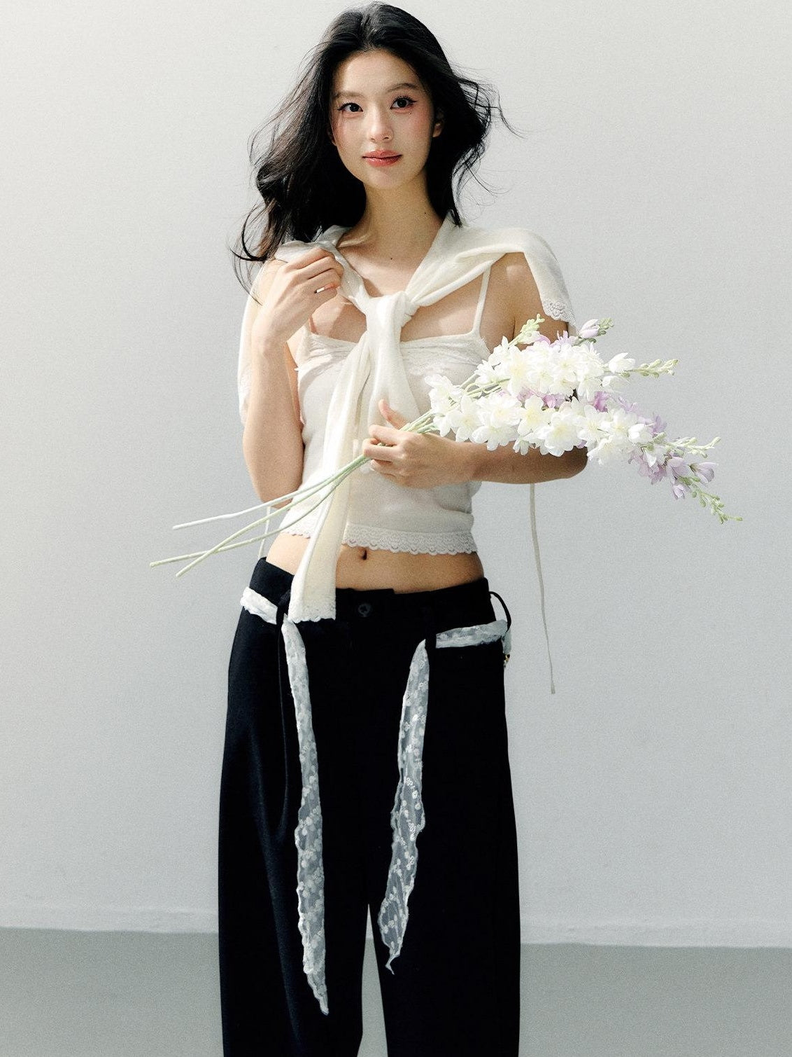 7Shiftin Two Piece High Waist Solid Knit Square Neck Casual Women Long Sleeve Crop Tops